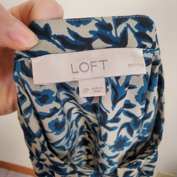 Loft Floral Shift Dress Teal Gray SP - Picture 11 of 12